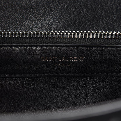 Saint Laurent Sheepskin Matelasse Chevron Monogram Monochrome Large College Satchel Black 11 of 18