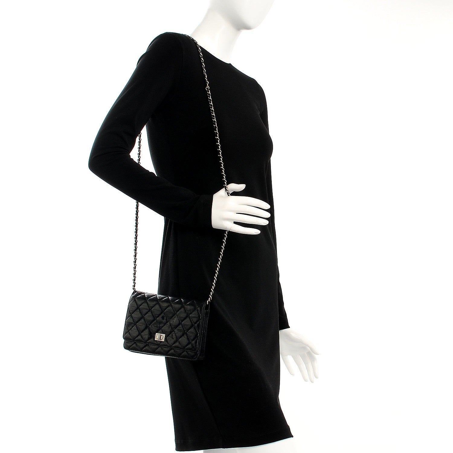 Chanel Lambskin Quilted Reissue Wallet On Chain WOC Black 2 of 13