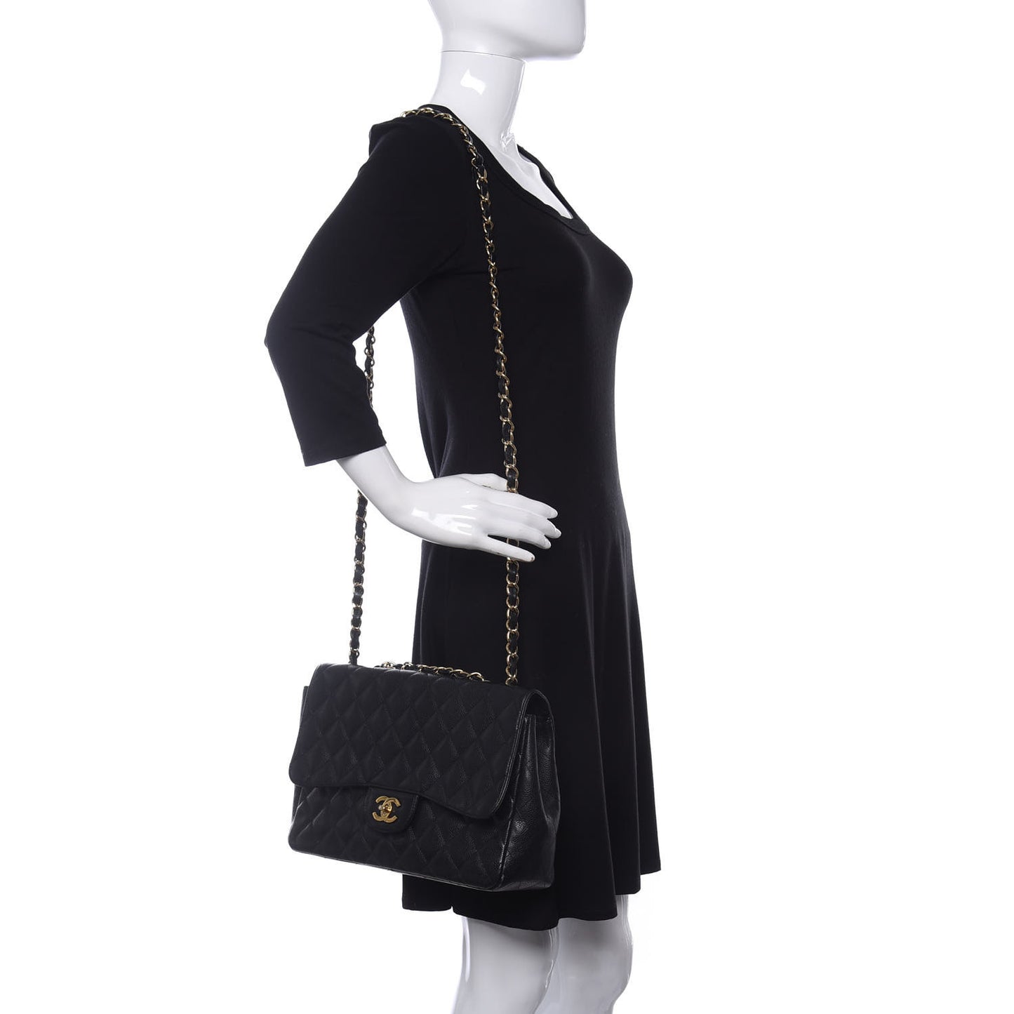 Caviar Quilted Jumbo Single Flap Black