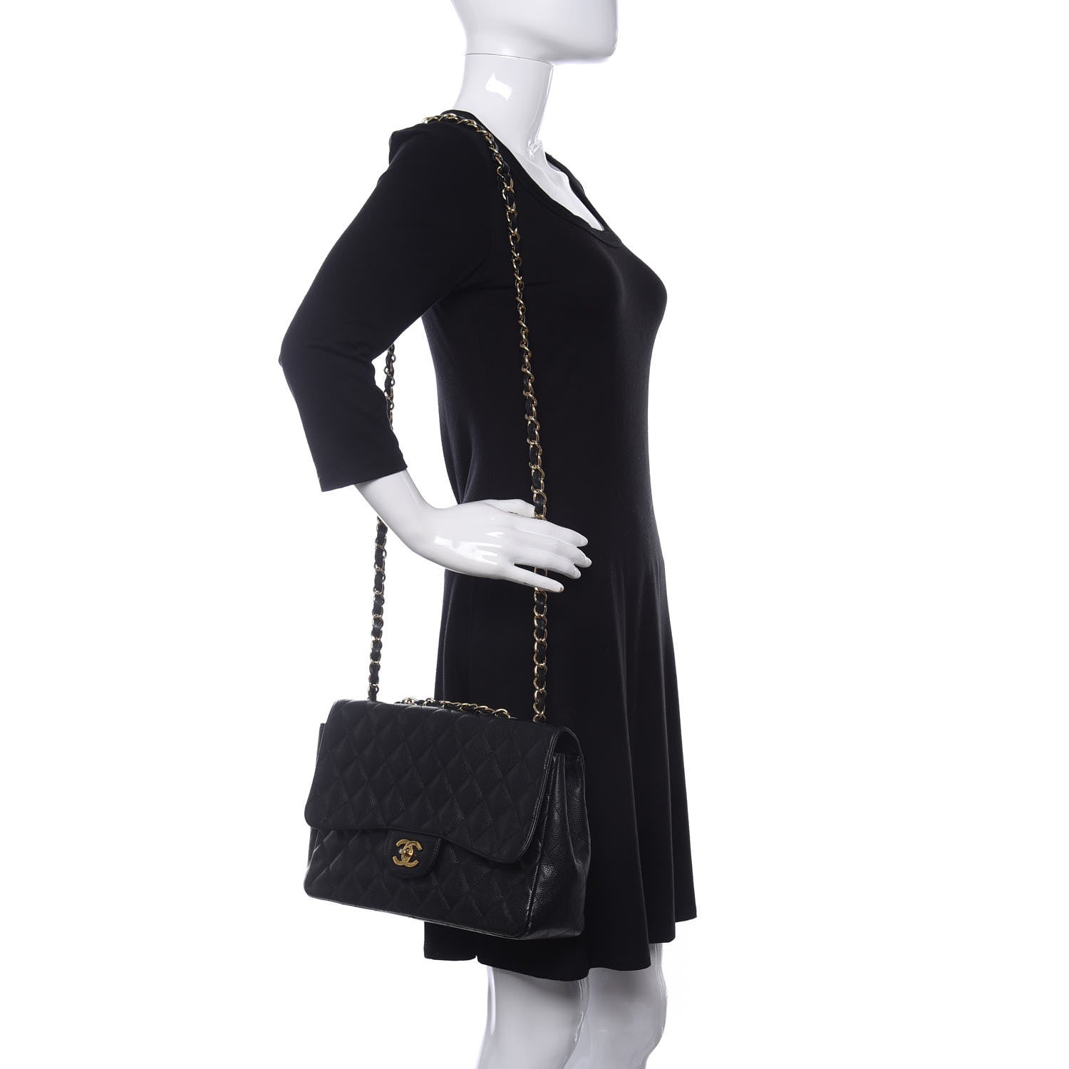 Chanel Caviar Quilted Jumbo Single Flap Black 2 of 17