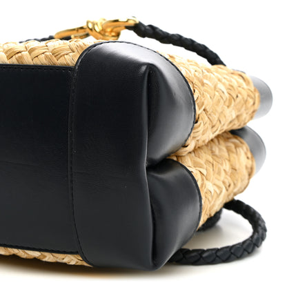 Bottega Veneta Raffia Lambskin Intrecciato Small Andiamo Shoulder Bag Natural Midnight 9 of 9