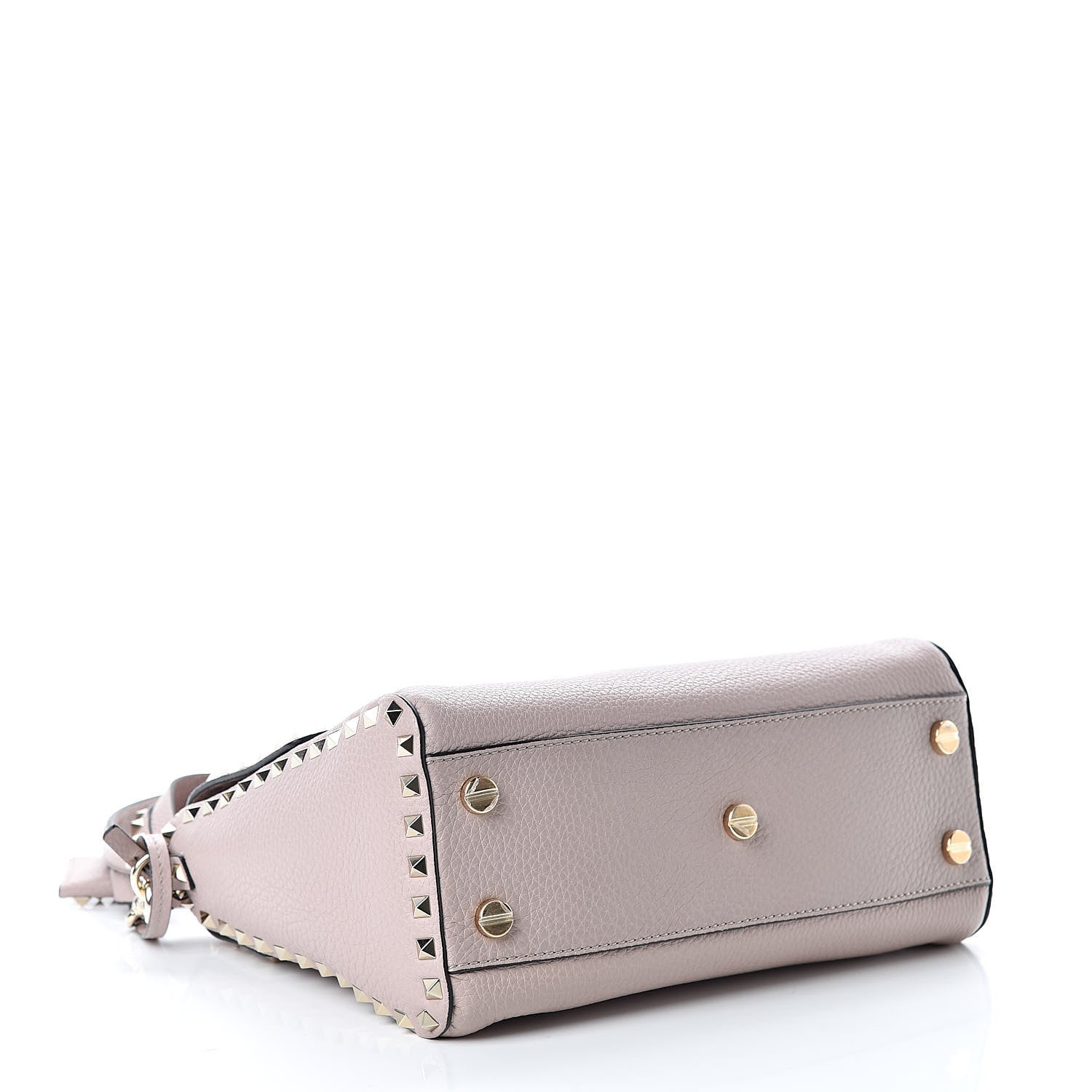 Valentino Garavani Pebbled Calfskin Rockstud Top Handle Shoulder Bag Poudre 4 of 11