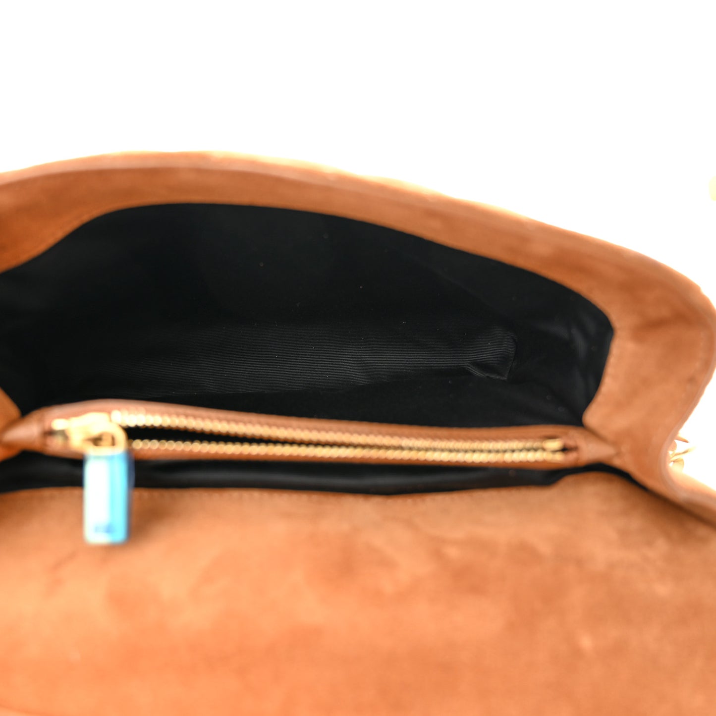 Suede Matelasse Chevron Fringe Monogram Medium College Bag Brown