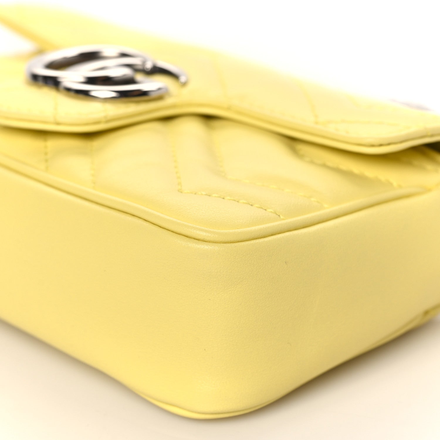 Gucci Calfskin Matelasse Super Mini GG Marmont Shoulder Bag Banana 9 of 9