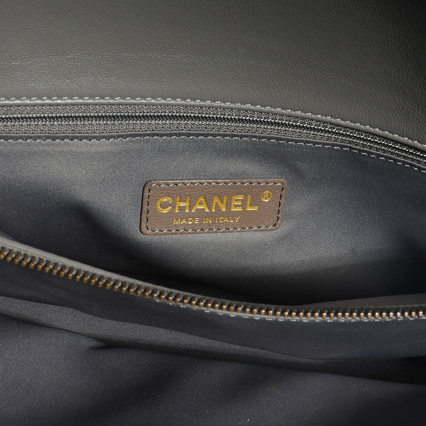 Calfskin Quilted Stitch Triptych Tote Grey