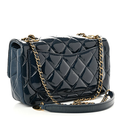Chanel Patent Goatskin Quilted Small CC Eyelet Flap Blue 2 of 9