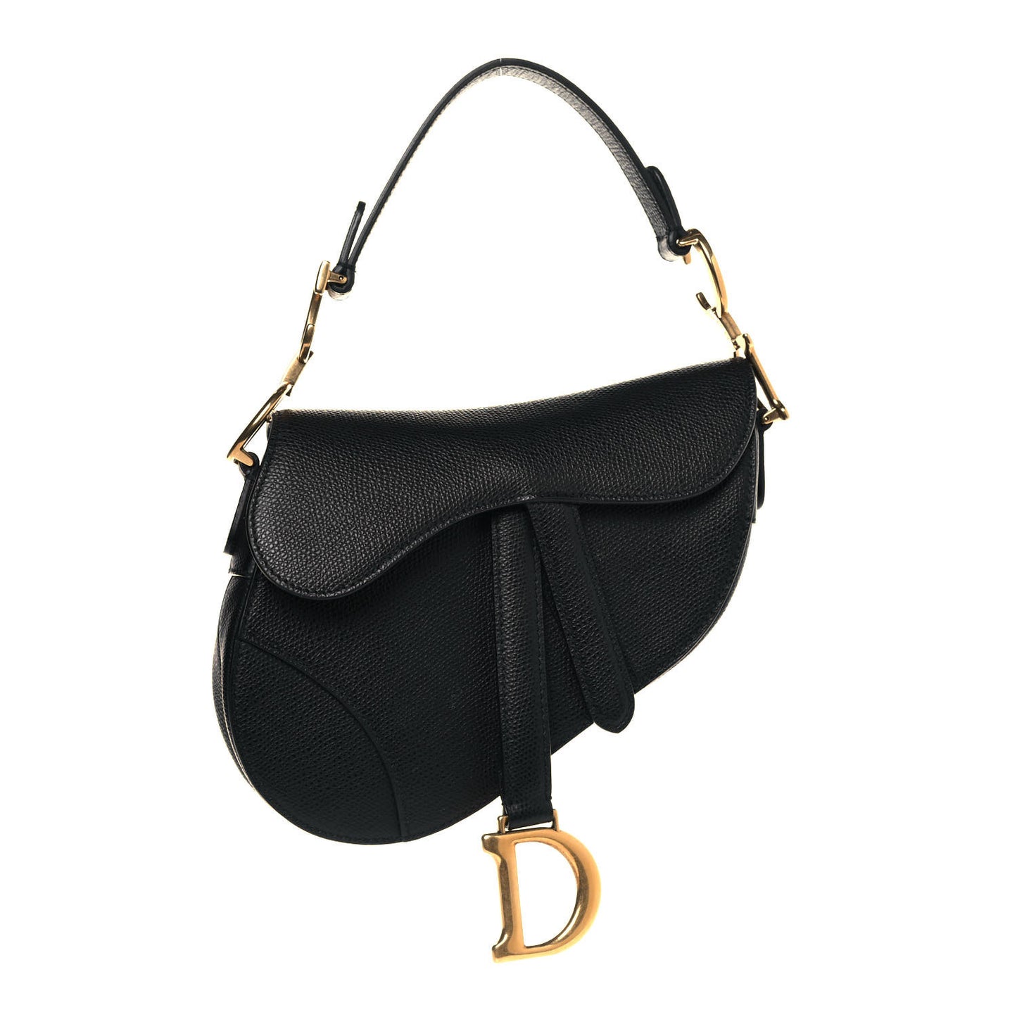 Grained Calfskin Mini Saddle Bag Black