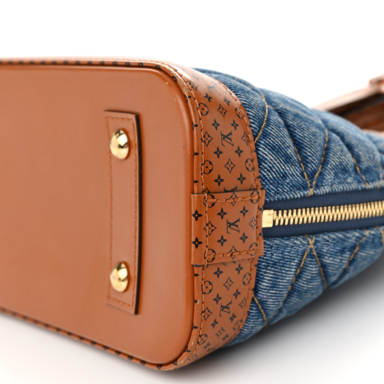 Louis Vuitton Denim Calfskin Reverse Monogram Malletage Alma BB Blue 10 of 10