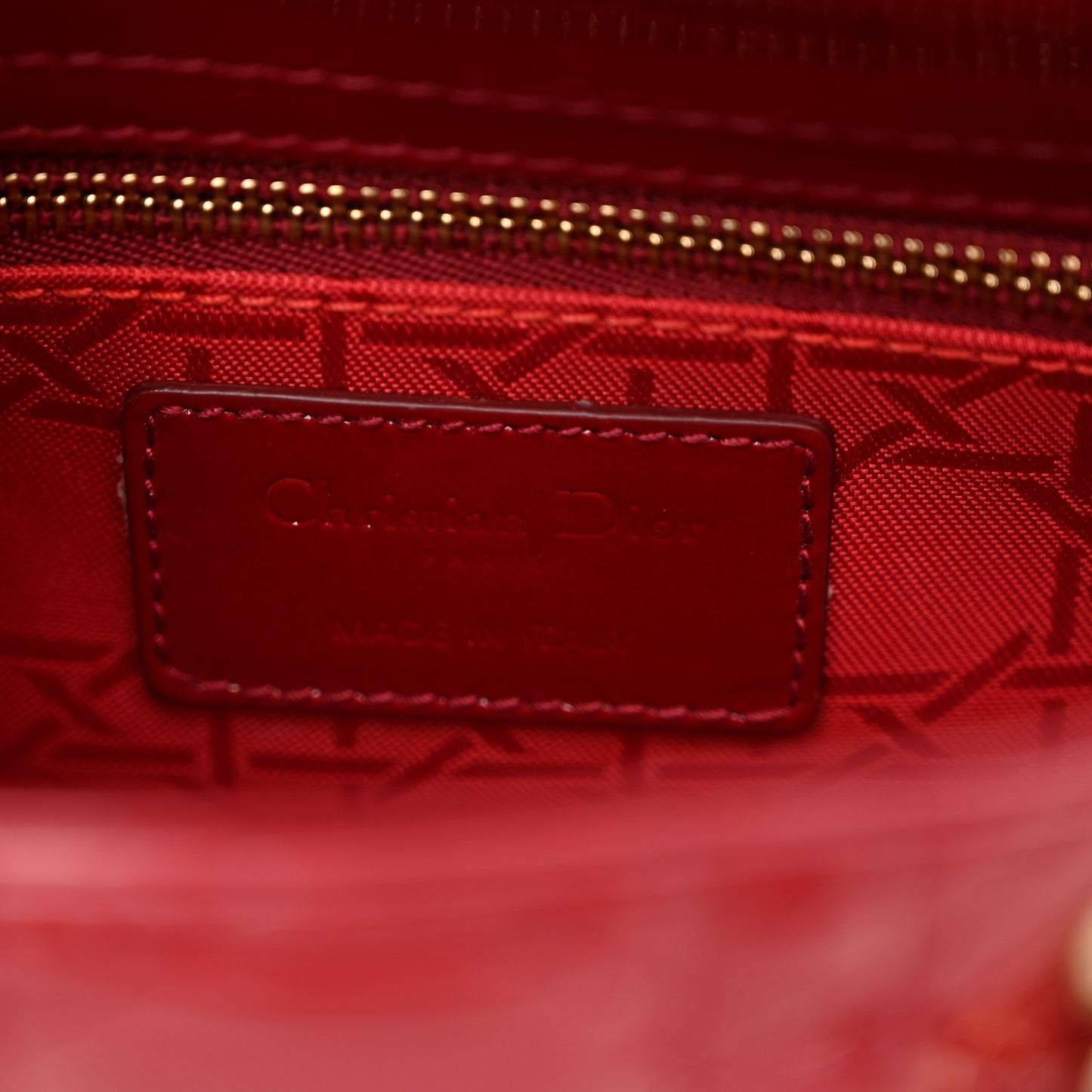 Patent Cannage Mini Lady Dior Red