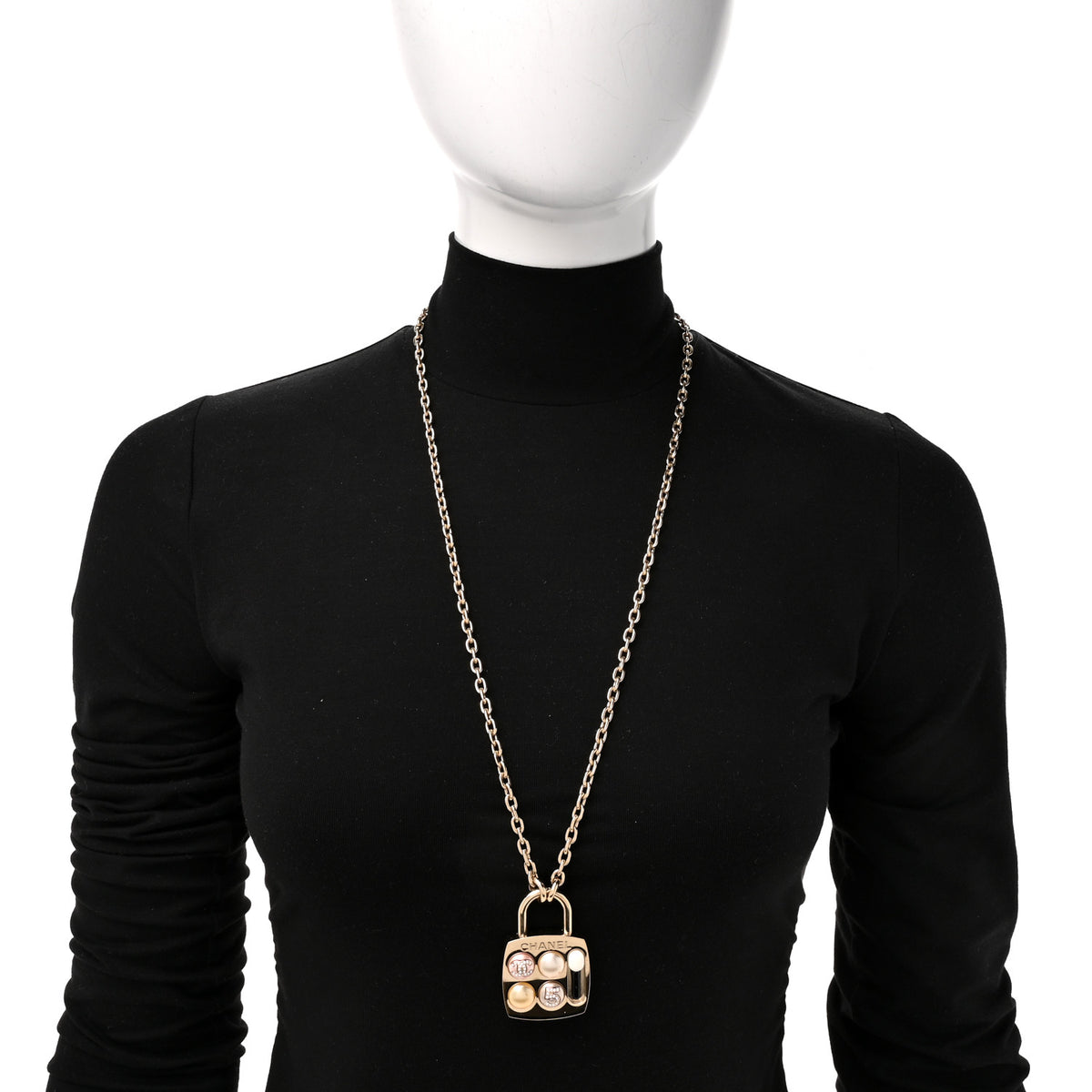 Chanel Pearl Resin Crystal CC No 5 Eyeshadow Pendant Necklace Multicolor 2 of 5
