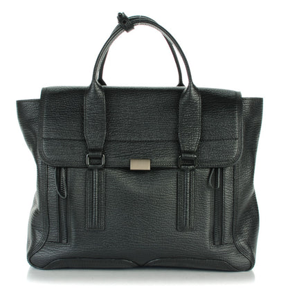 3.1 Phillip Lim 3.1 Textured Calfskin Large Pashli Satchel Black 1 of 15