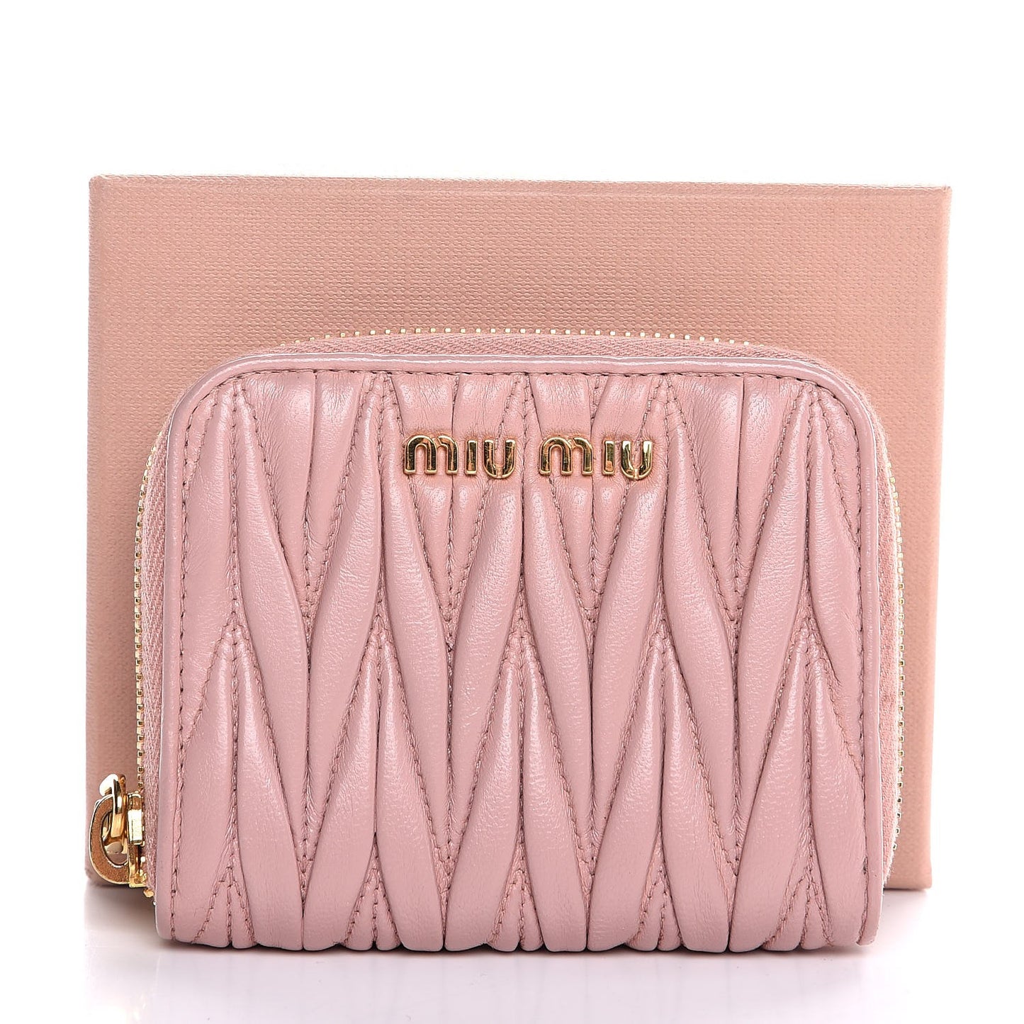 Nappa Matelasse Zip Around Compact Wallet Orchidea