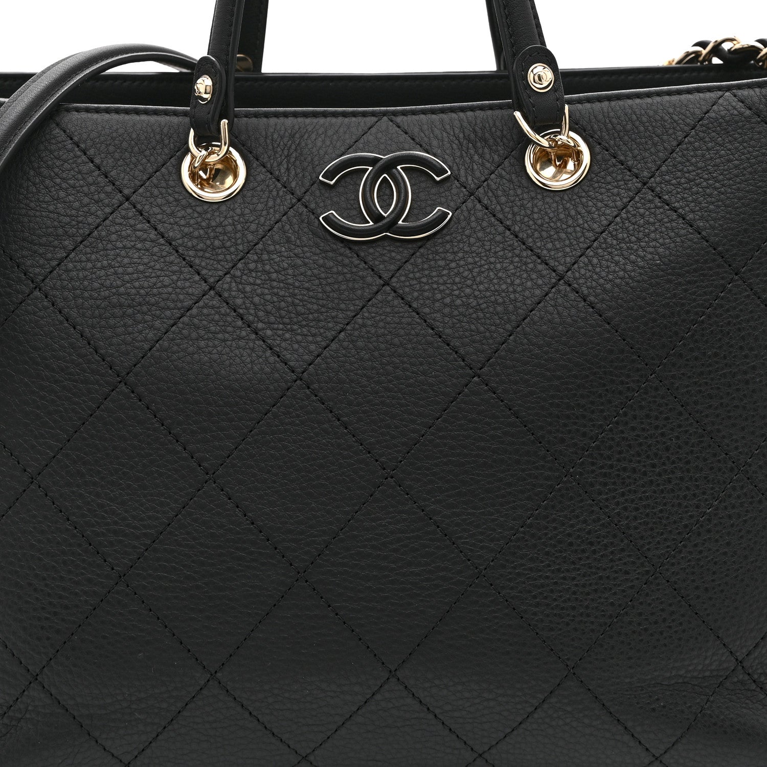 Chanel Bullskin Stitched Medium Shopping Bag Black 8 of 10