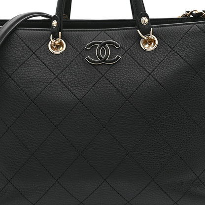 Chanel Bullskin Stitched Medium Shopping Bag Black 8 of 10