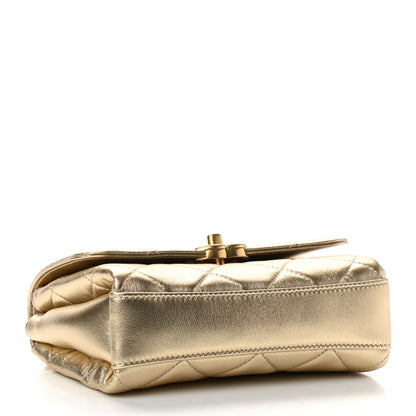 Chanel Metallic Lambskin Quilted Mini CC Crystal Logo Chain Flap Gold 4 of 11