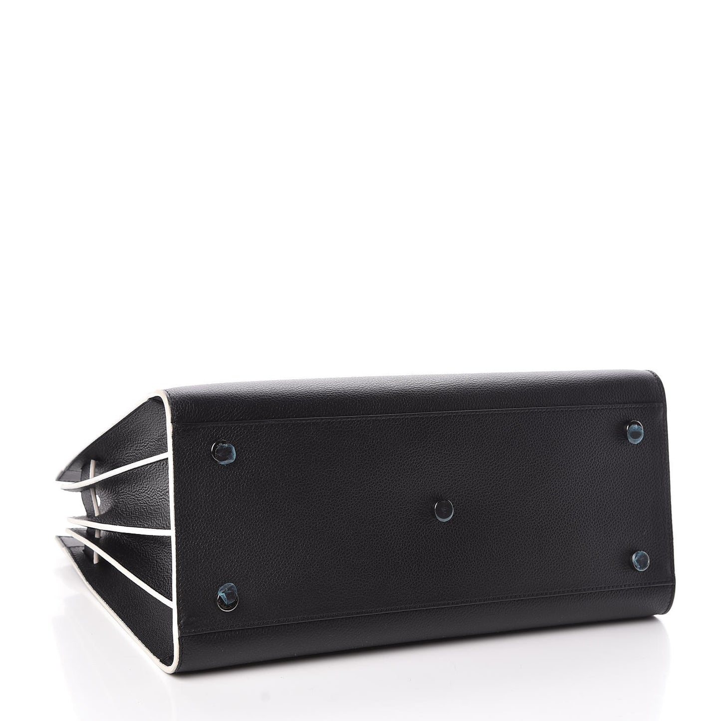 Grained Calfskin Topstitch Small Sac De Jour Black Porcelain