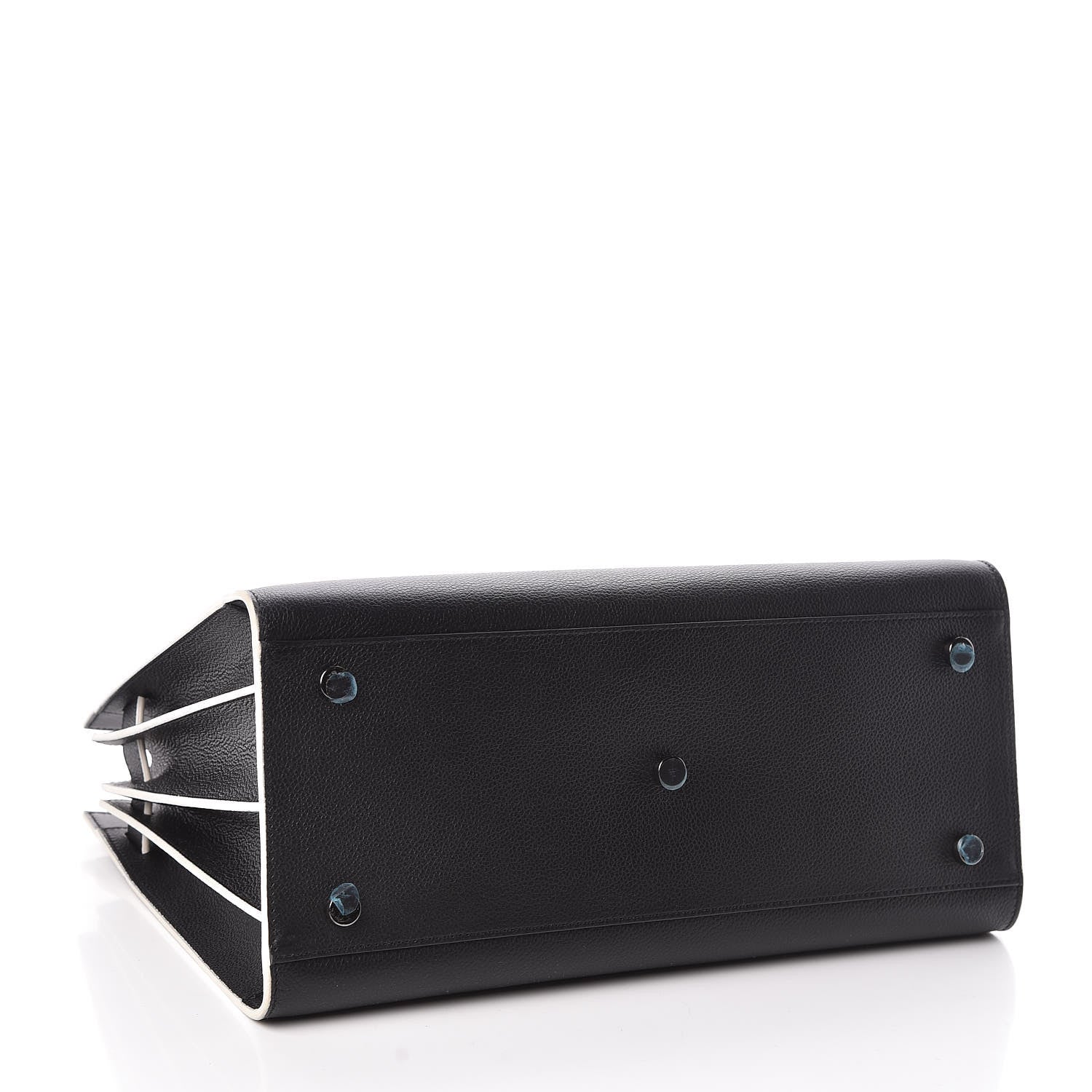 Saint Laurent Grained Calfskin Topstitch Small Sac De Jour Black Porcelain 4 of 9