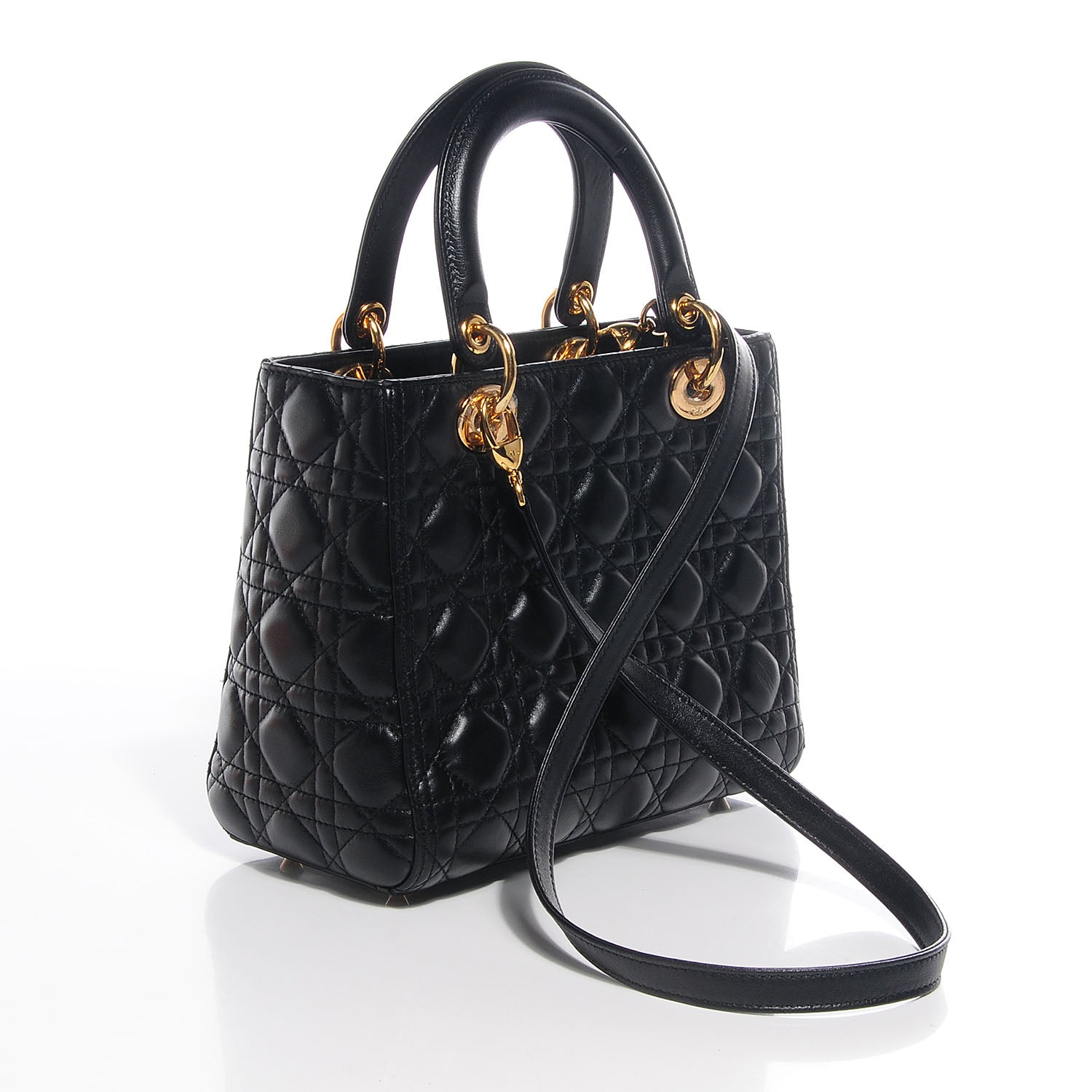 Christian Dior Lambskin Cannage Medium Lady Dior Black 3 of 8