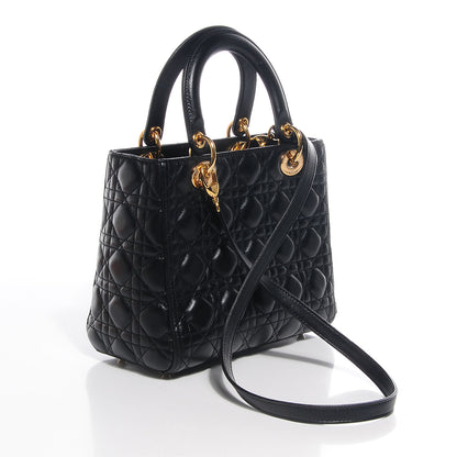 Christian Dior Lambskin Cannage Medium Lady Dior Black 3 of 8