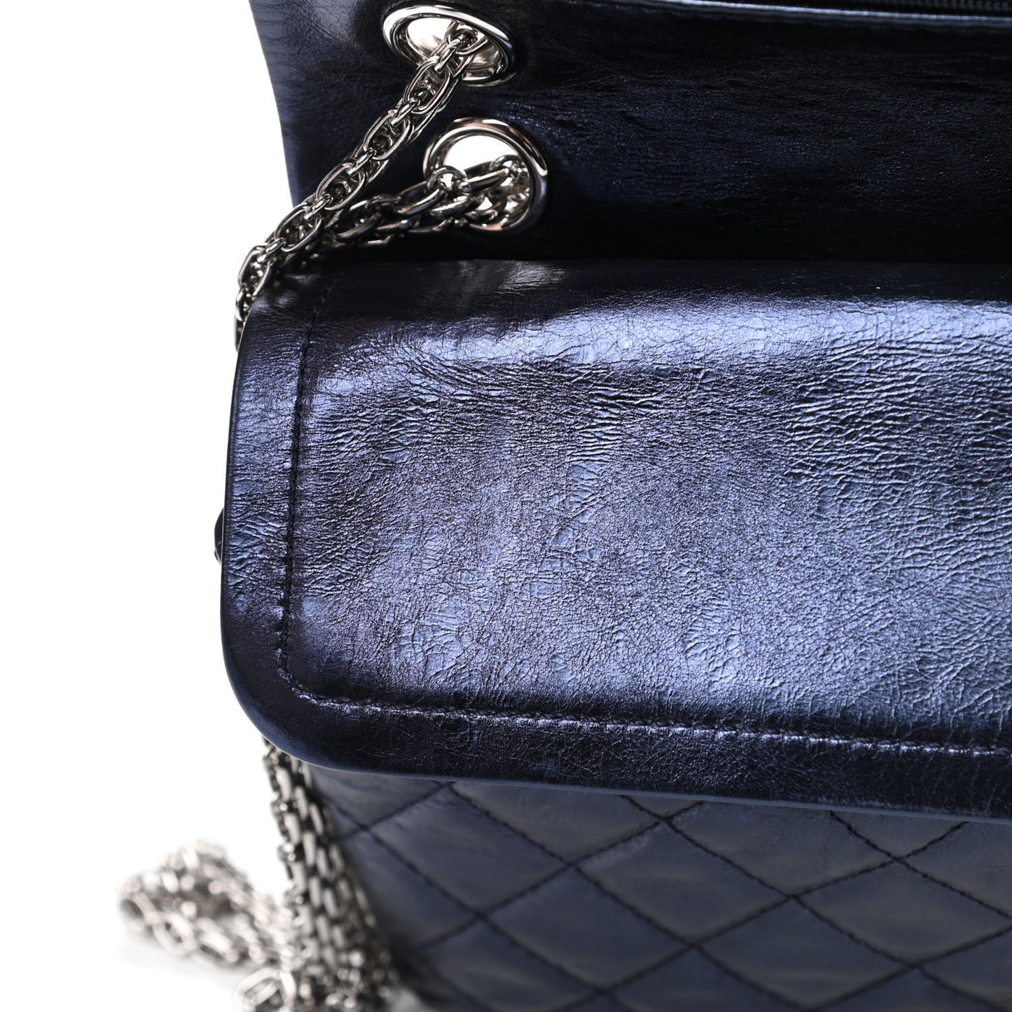 Metallic Aged Calfskin Quilted 2.55 Reissue 226 Flap Blue