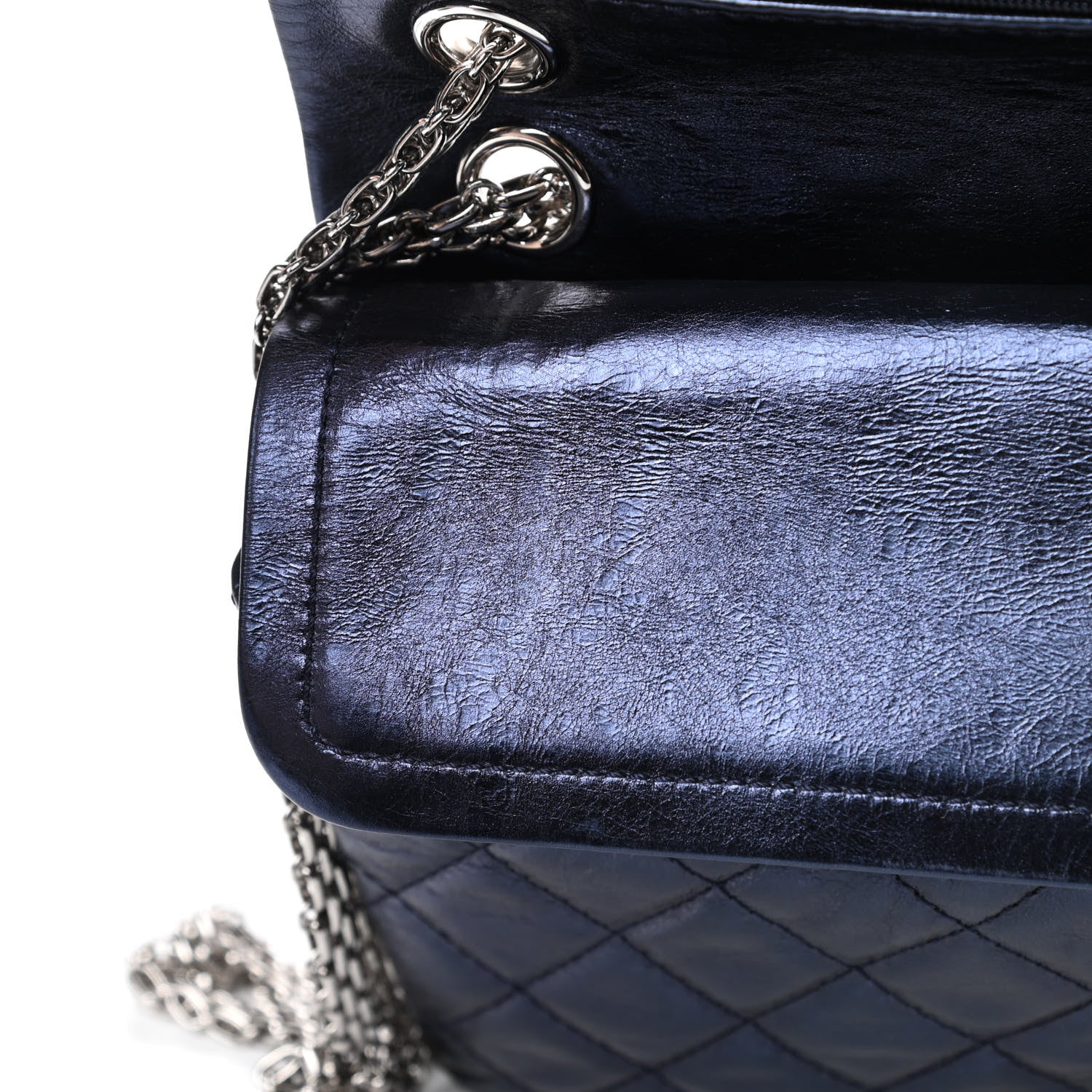 Chanel Metallic Aged Calfskin Quilted 2.55 Reissue 226 Flap Blue 12 of 14