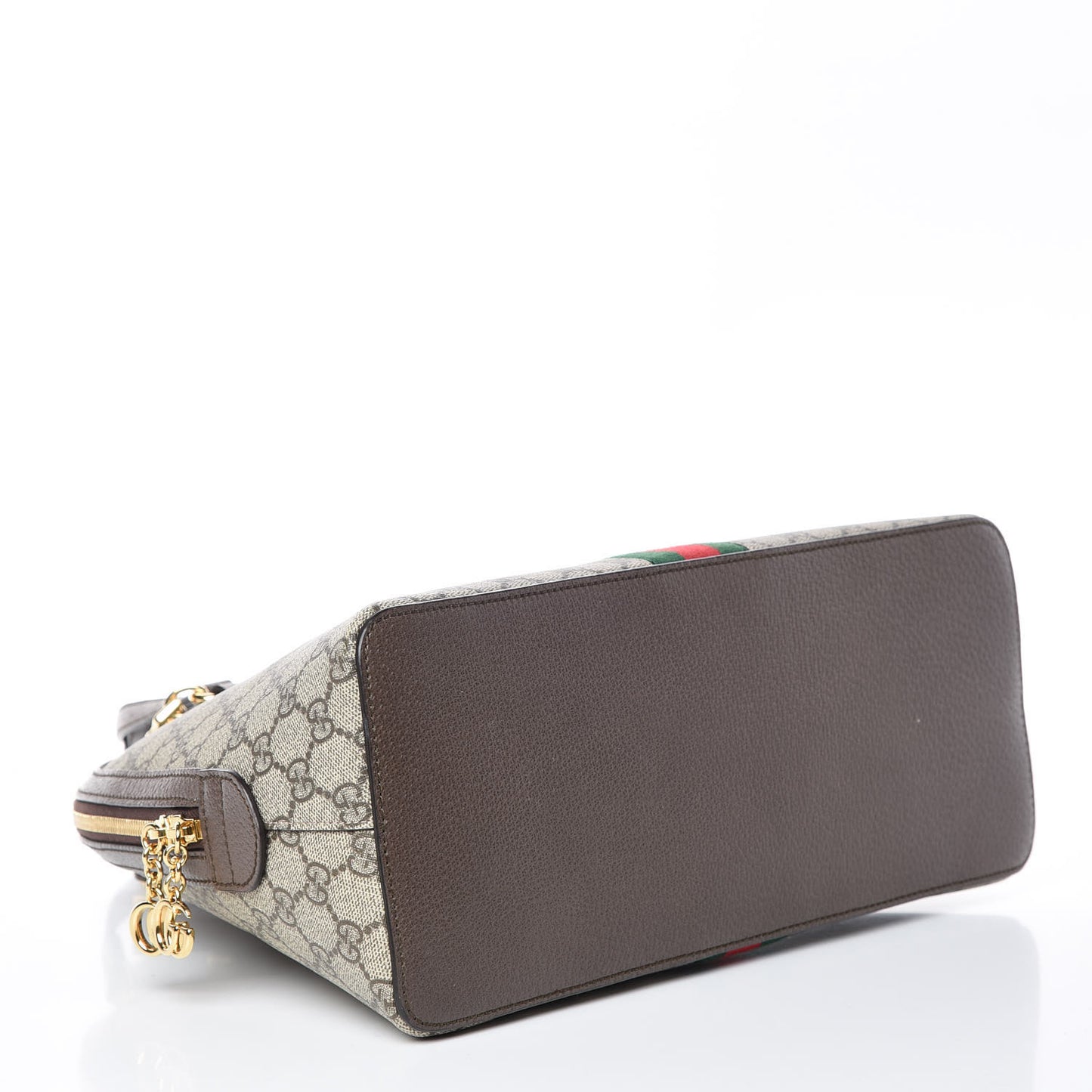 GG Supreme Monogram Web Medium Ophidia Top Handle Dome Bag Brown