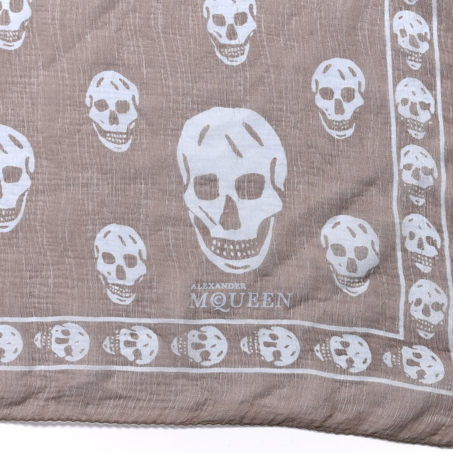 Silk Chiffon Skull Scarf Brown