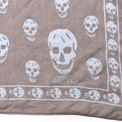 Alexander McQueen Silk Chiffon Skull Scarf Brown 2 of 3