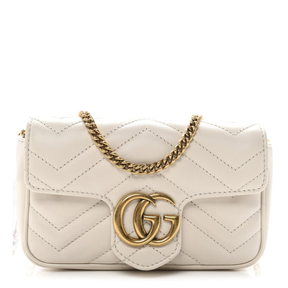 Gucci Calfskin Matelasse Super Mini GG Marmont Shoulder Bag White 1 of 11