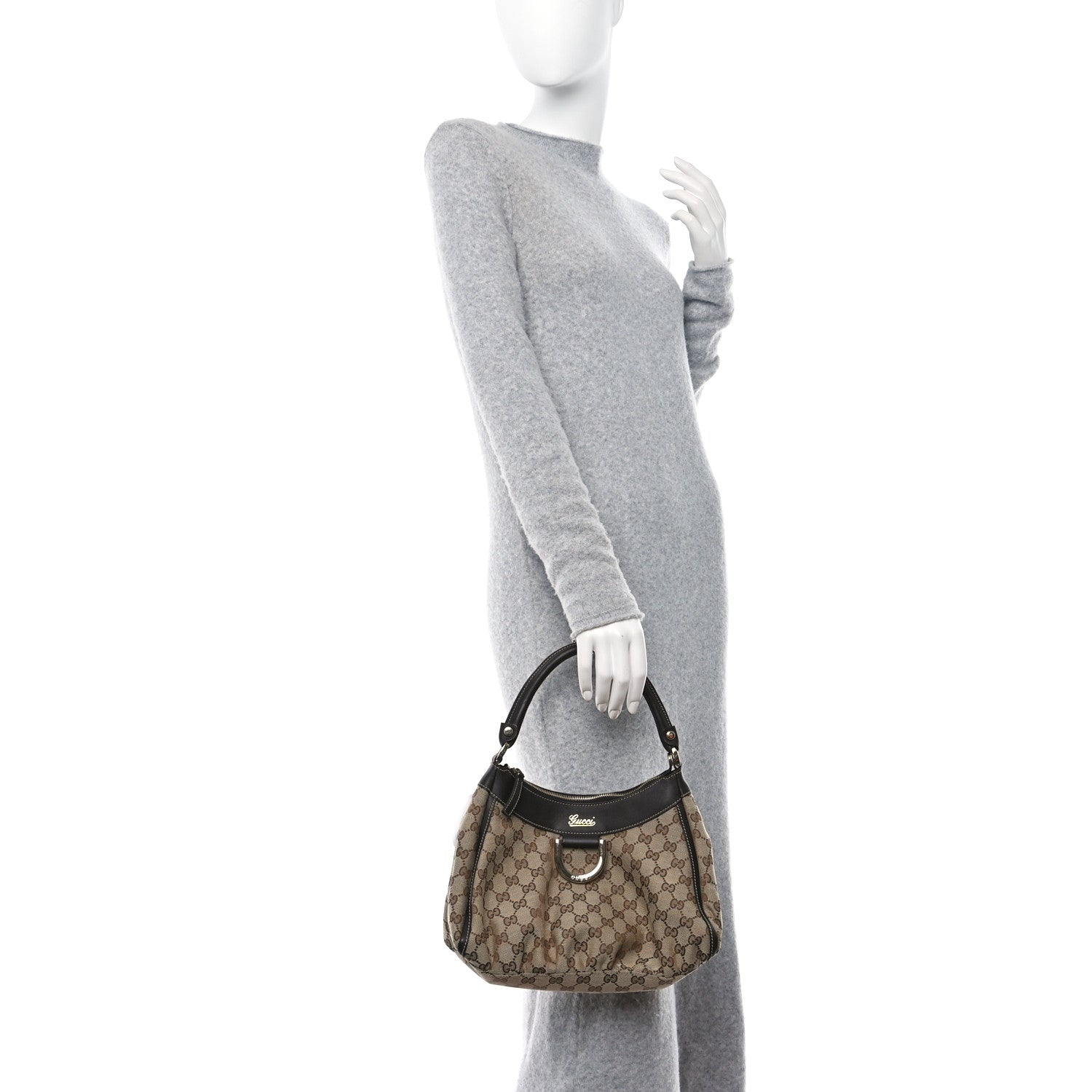 Gucci Monogram Medium D Gold Ring Hobo Dark Brown 2 of 11