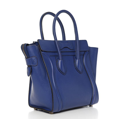 Celine Drummed Calfskin Mini Luggage Indigo 2 of 11