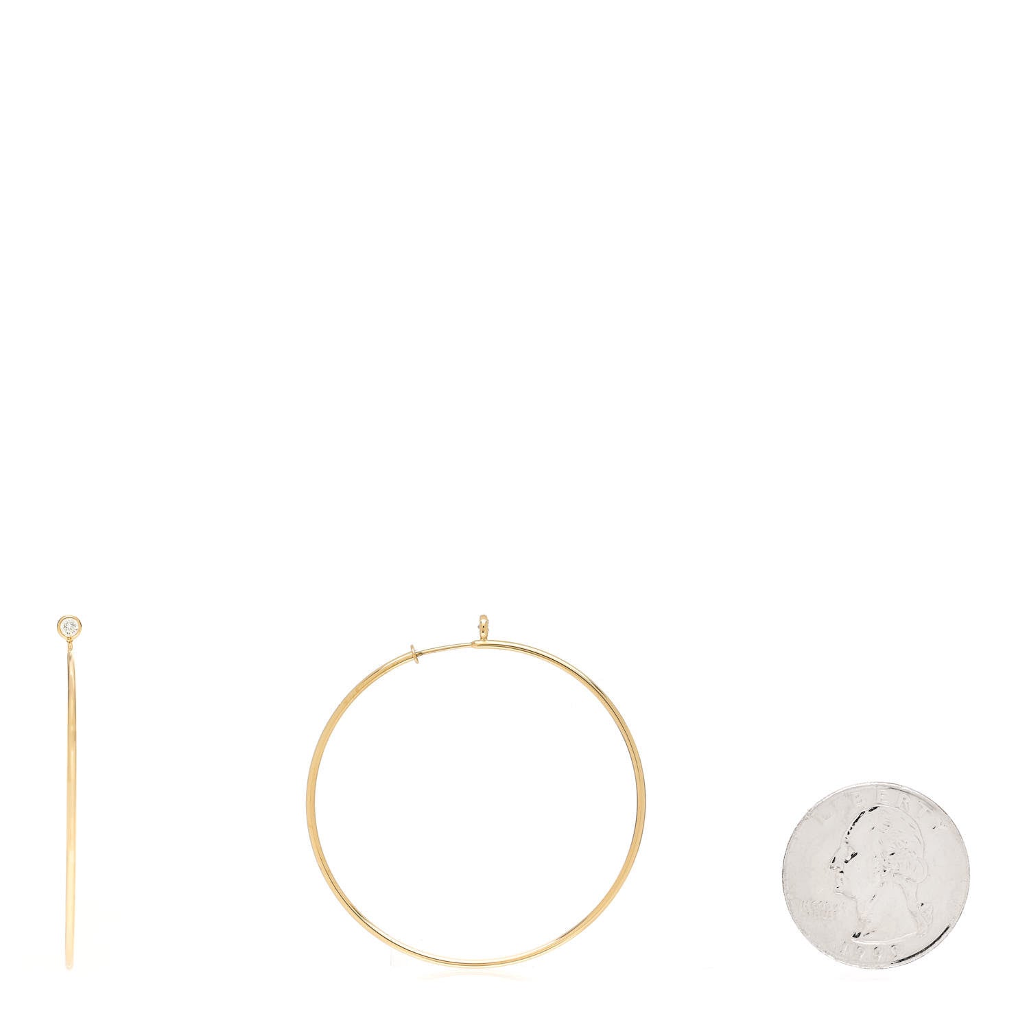 Tiffany 18K Yellow Gold Diamond Medium Elsa Peretti Hoop Earrings 2 of 4