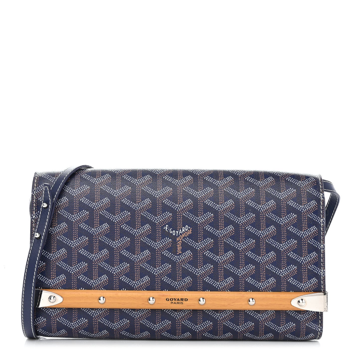 Goyardine Monte Carlo Bois Clutch With Strap Navy