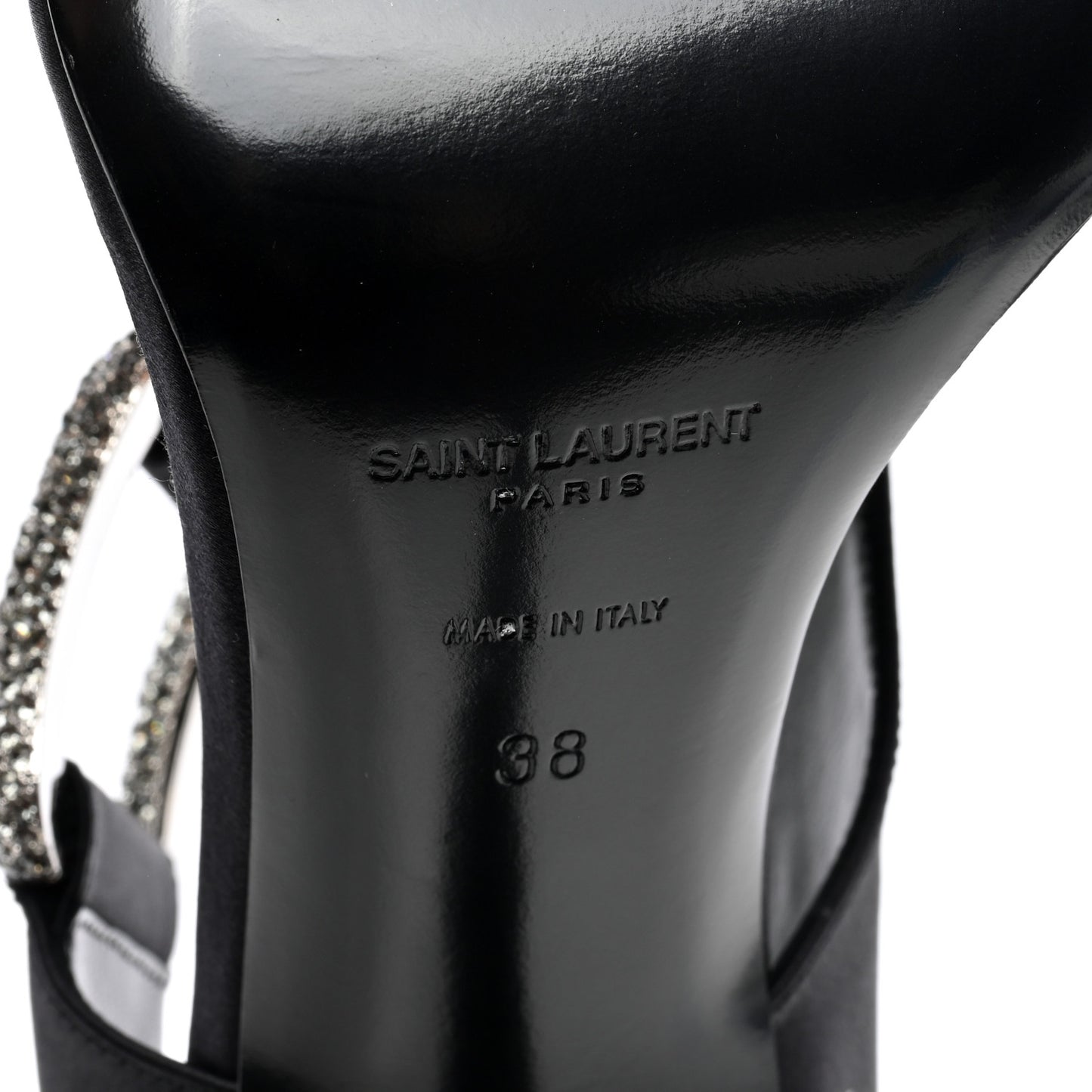 Crepe Satin Crystal Buckle Sean 110 Sandals 38 Black