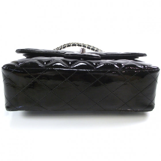 Patent Medium Double Flap Black