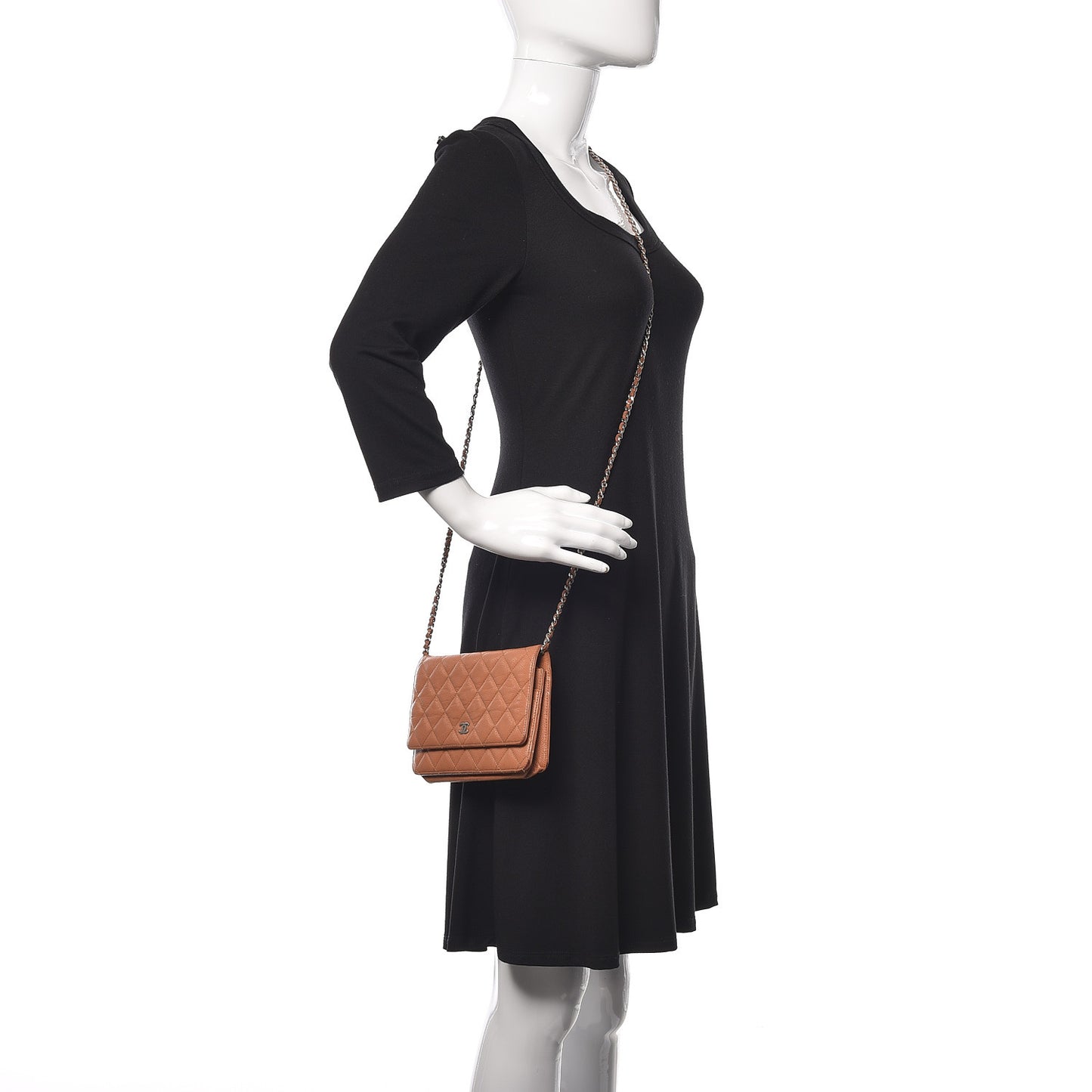 Caviar Quilted Wallet On Chain WOC Tan