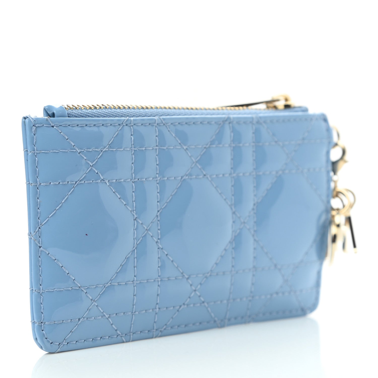 Christian Dior Patent Cannage Lady Dior Key Pouch Blue 2 of 6