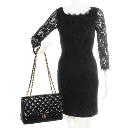 Chanel Lambskin Quilted Jumbo Single Flap Black 2 of 9