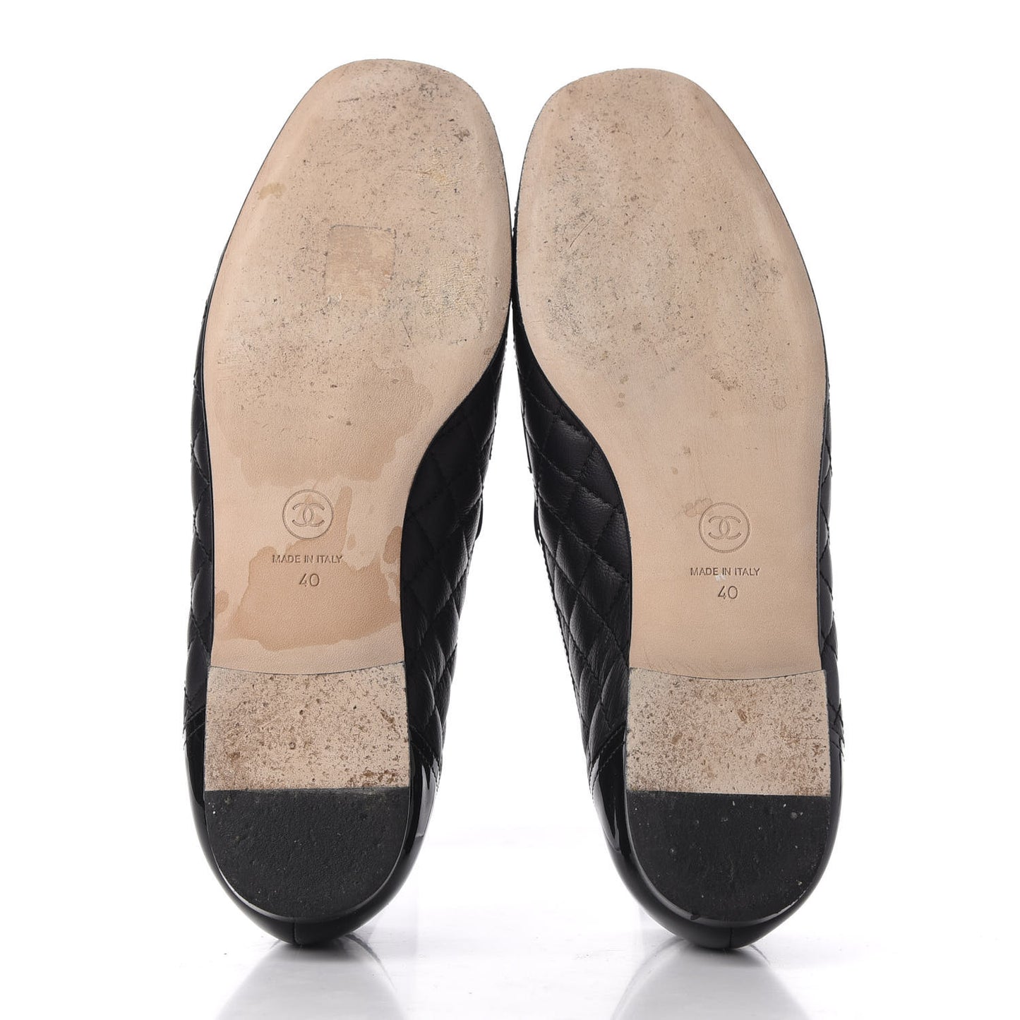 Patent Calfskin Quilted Womens CC Loafers 40 Black