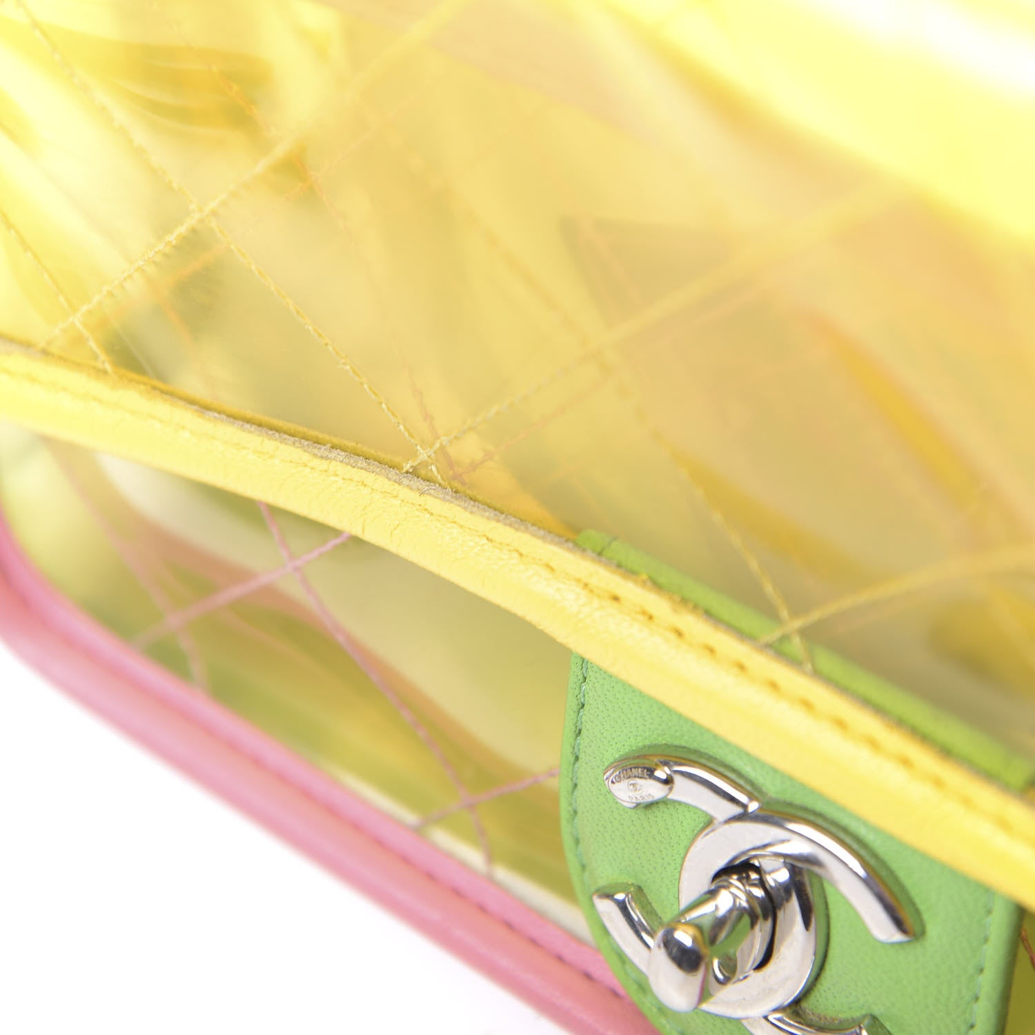 Chanel Lambskin PVC Quilted Mini Coco Splash Flap Yellow Green Pink 12 of 13