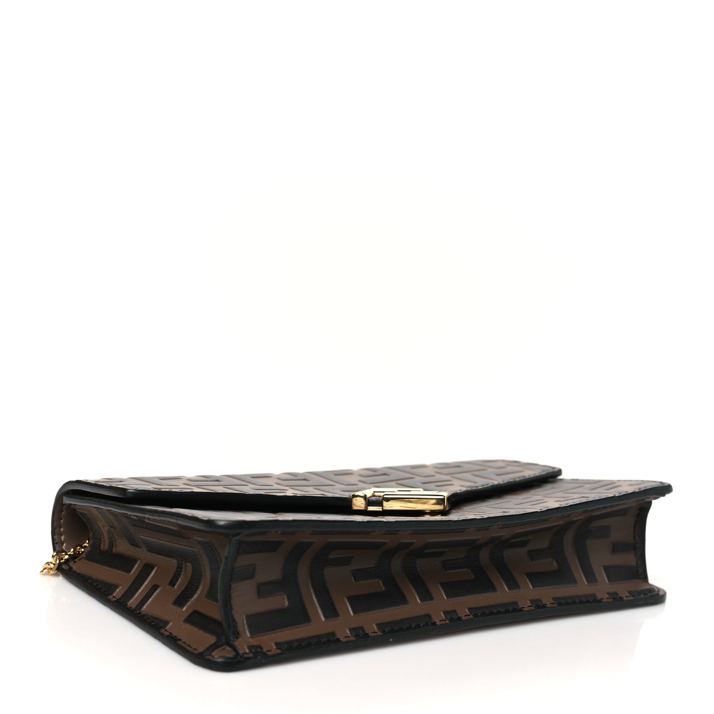 Vitello Ceylon Bi-Color FF 1974 Embossed FF Diamonds Chain Wallet Maya Black