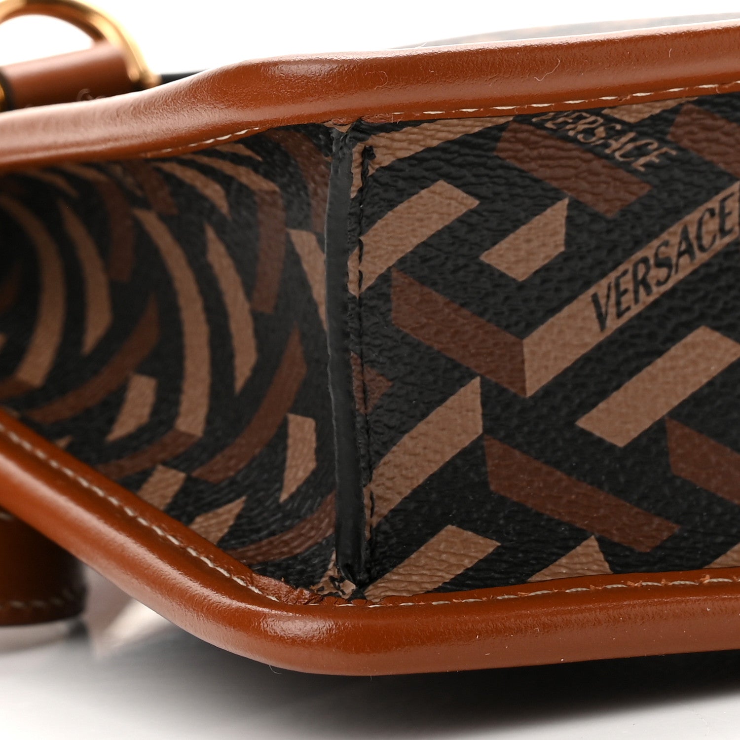 Versace Coated Canvas Medium La Greca Signature Pouch Black Caramel 8 of 9