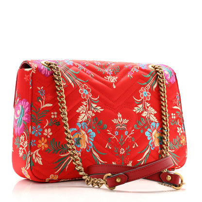 Gucci Jacquard Matelasse Floral Medium GG Marmont Shoulder Bag Red 3 of 12