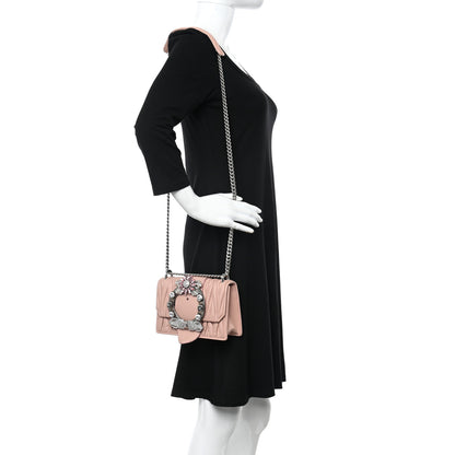 Miu Miu Nappa Matelasse Crystal Embellished Lady Shoulder Bag Orchidea 2 of 10