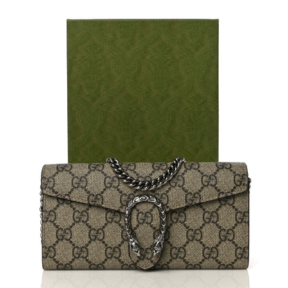 Gucci GG Supreme Monogram Dionysus Chain Clutch Wallet Beige Taupe 10 of 10