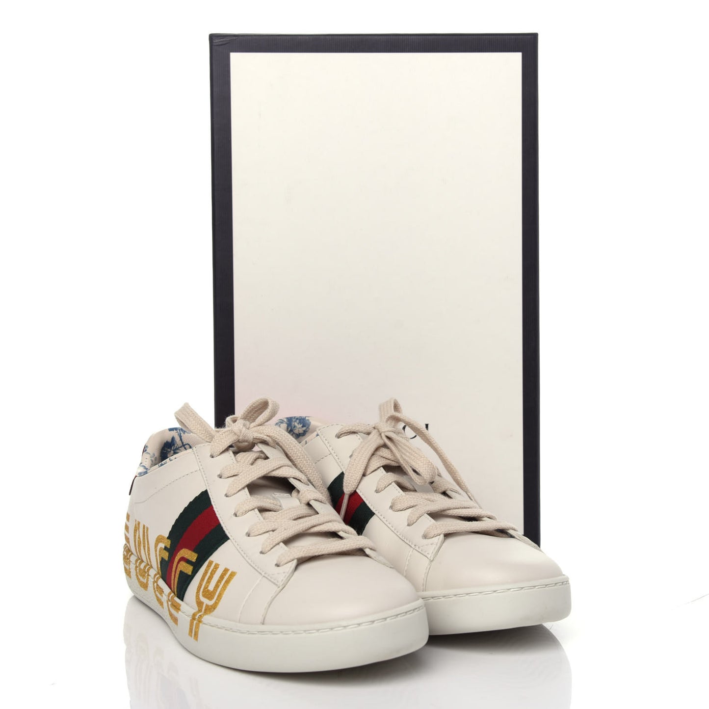 X SEGA Calfskin Ayers Web Guccy Womens Ace Sneakers 37 White