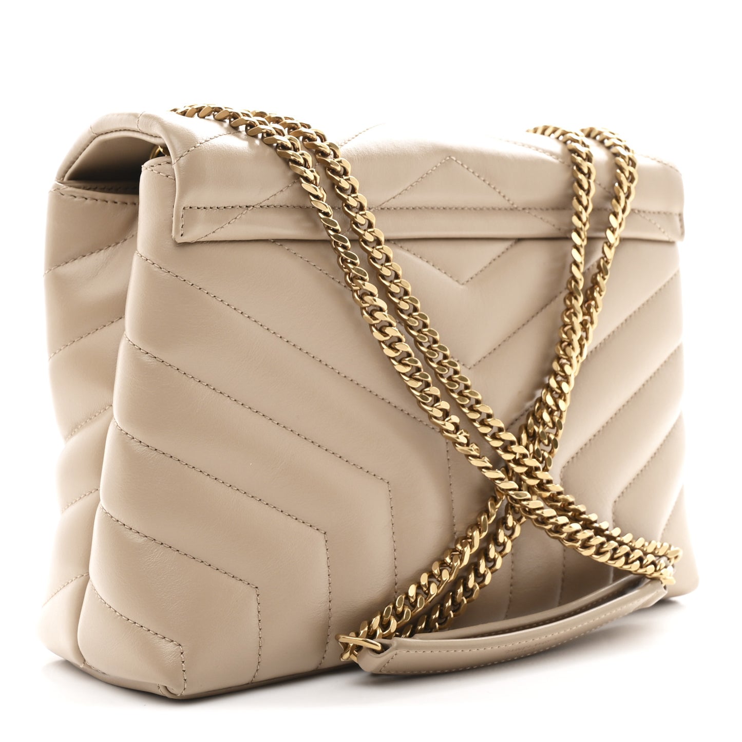 Calfskin Y Quilted Monogram Small Loulou Chain Satchel Dark Beige