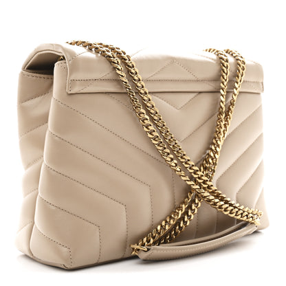 Saint Laurent Calfskin Y Quilted Monogram Small Loulou Chain Satchel Dark Beige 3 of 11