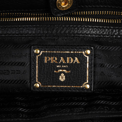 Prada Vitello Daino Side Zip Tote Black 6 of 8
