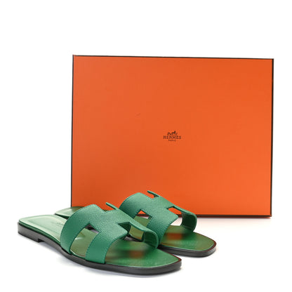 Hermes Epsom Oran Sandals 37.5 Malachite 10 of 10